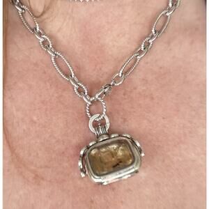 Antique Sterling Silver Swivel Fob And Chain